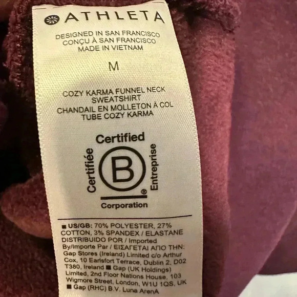 KARMA FUNNEL NECK SWEATSHIRT spiced Cabernet size Medium Athleta - Picture 5 of 5